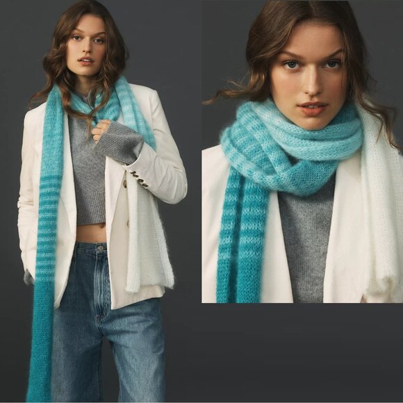 Anthropologie Accessories - NWT New Anthropologie Wool Lightweight Stripe Scarf Made In Italy Size 8'' x 96'